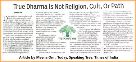 True Dharma is not Religion, cult or path