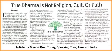 True Dharma is not Religion, cult or path